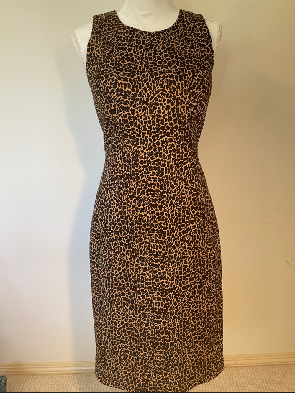 J. Crew Leopard Print Sleeveless Sheath Dress in Brown and Black